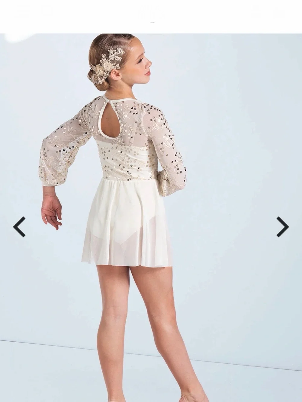 Weissman Girls'👧🏻Cream Sequin✨Dance Costume Sz LC